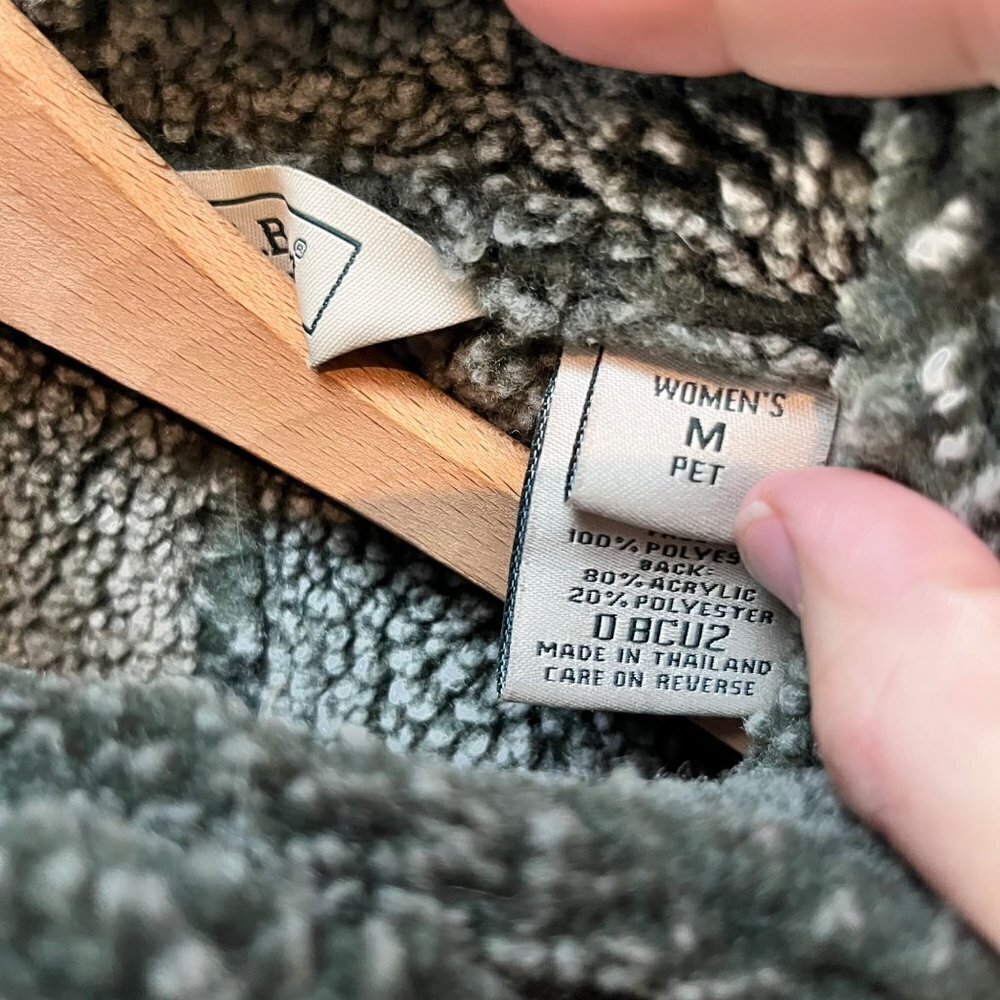 L.L. Bean Olive Green Sherpa-Lined Vest - Picture 7 of 7